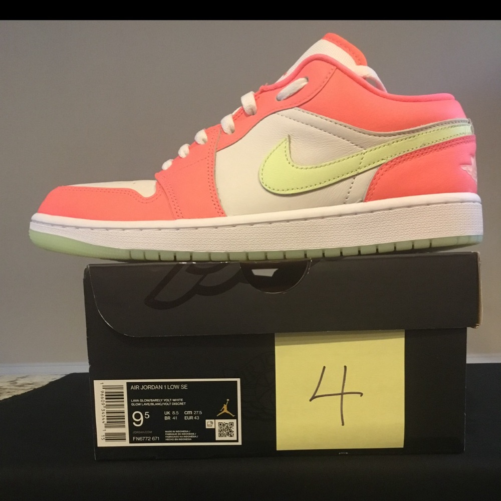 Jordan 1 low Lava Glow Barley volt men’s sneakers!!! Glow in the dark soles!!
